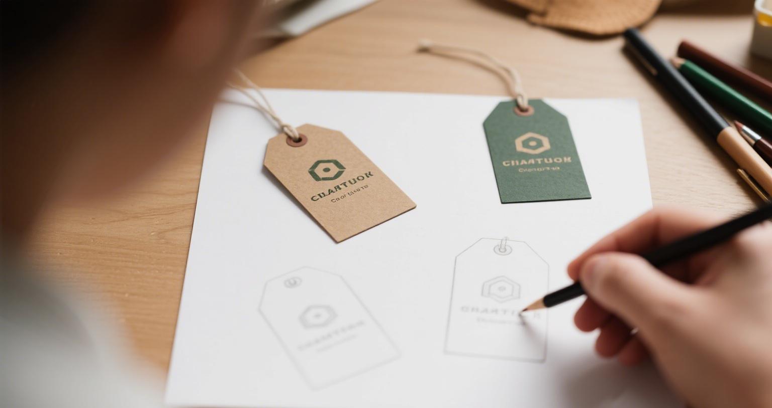 Creative process of designing custom hang tags for clothing